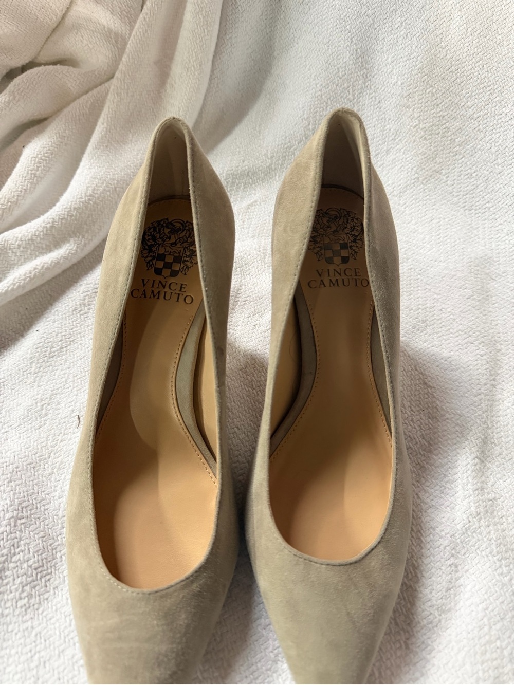 Vince Camuto Taupe Suede Pointed Toe Pumps